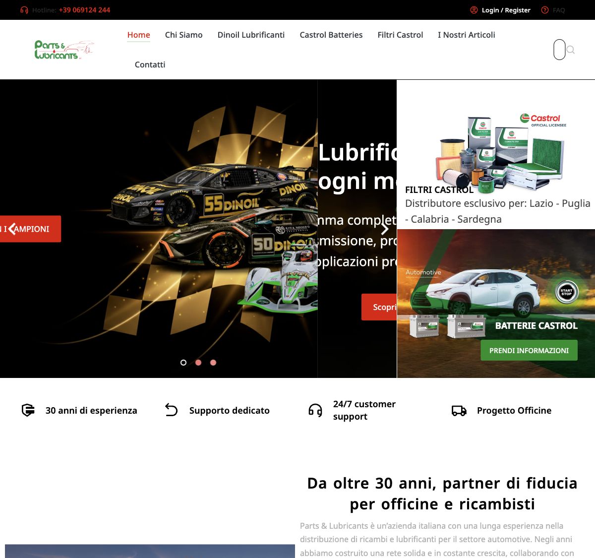 Anteprima del sito Parts & Lubricants