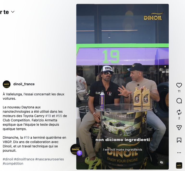 Post reale Dinoil su Instagram, Français